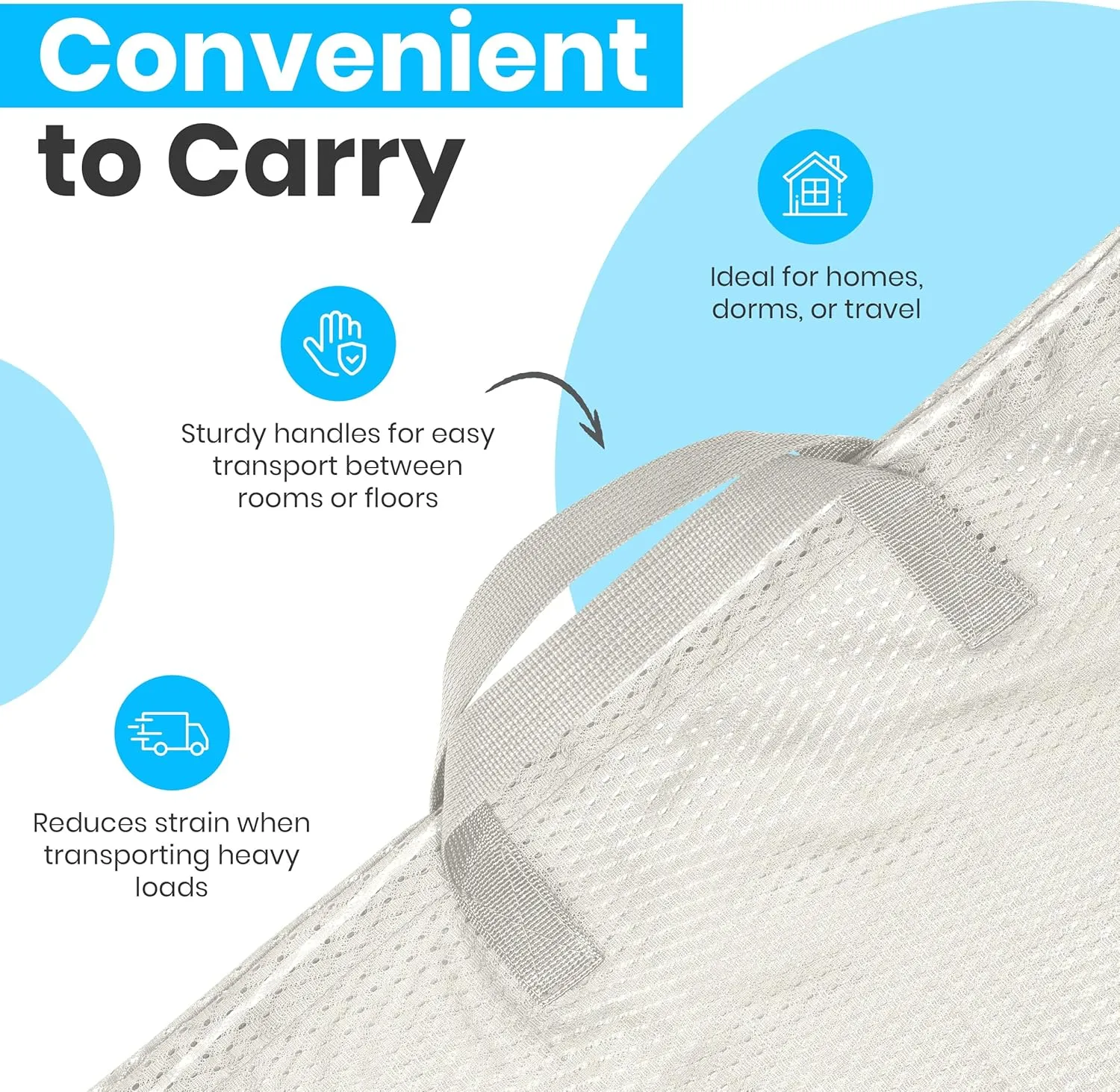 Large Mesh Laundry Bag - 2-PACK - Carry Handles, Secure Drawstring Closure, Machine Washable, Spacious Storage, Durable Soft Mesh Net Material, College Dorm, Camp, Laundromat. (Grey)