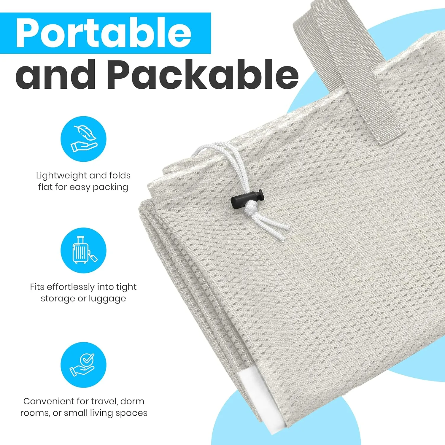 Large Mesh Laundry Bag - 2-PACK - Carry Handles, Secure Drawstring Closure, Machine Washable, Spacious Storage, Durable Soft Mesh Net Material, College Dorm, Camp, Laundromat. (Grey)