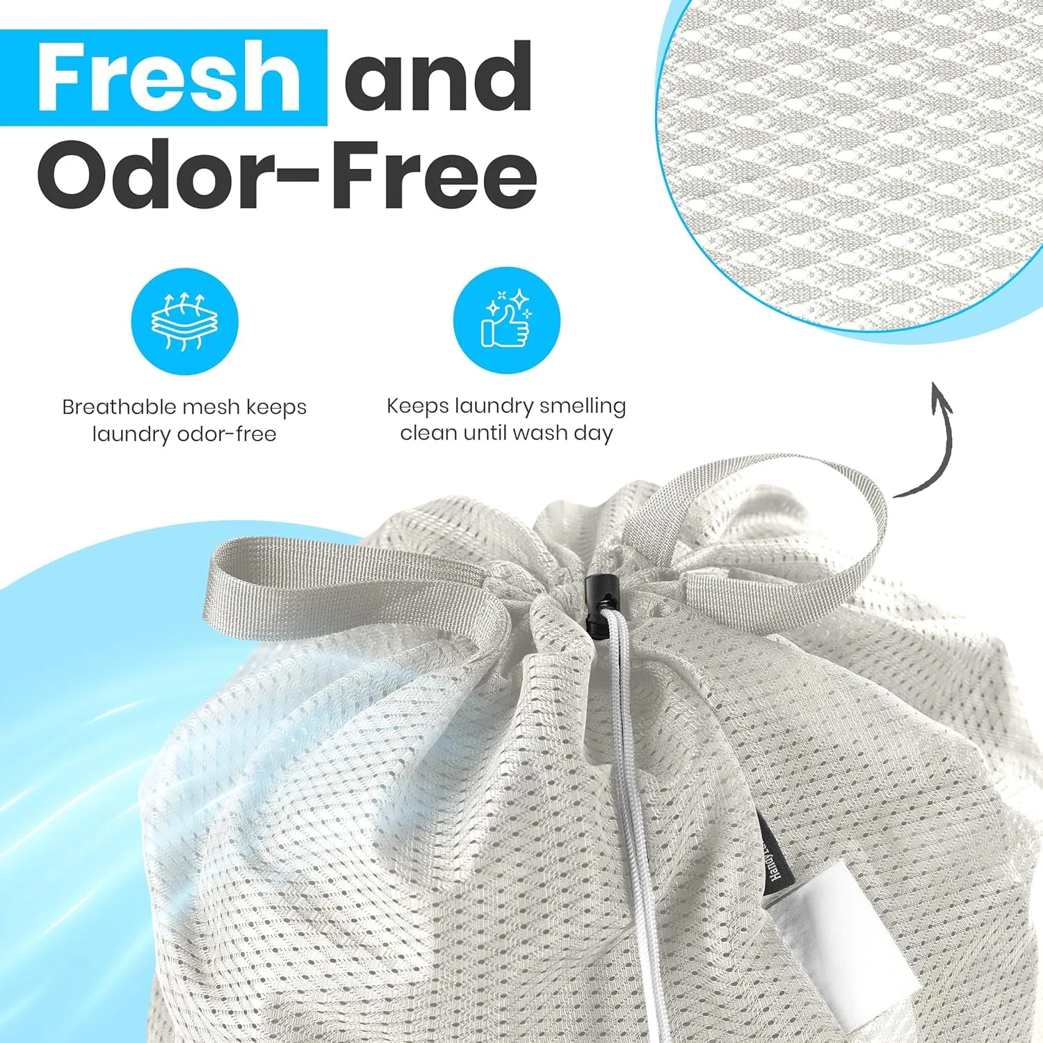 Large Mesh Laundry Bag - 2-PACK - Carry Handles, Secure Drawstring Closure, Machine Washable, Spacious Storage, Durable Soft Mesh Net Material, College Dorm, Camp, Laundromat. (Grey)