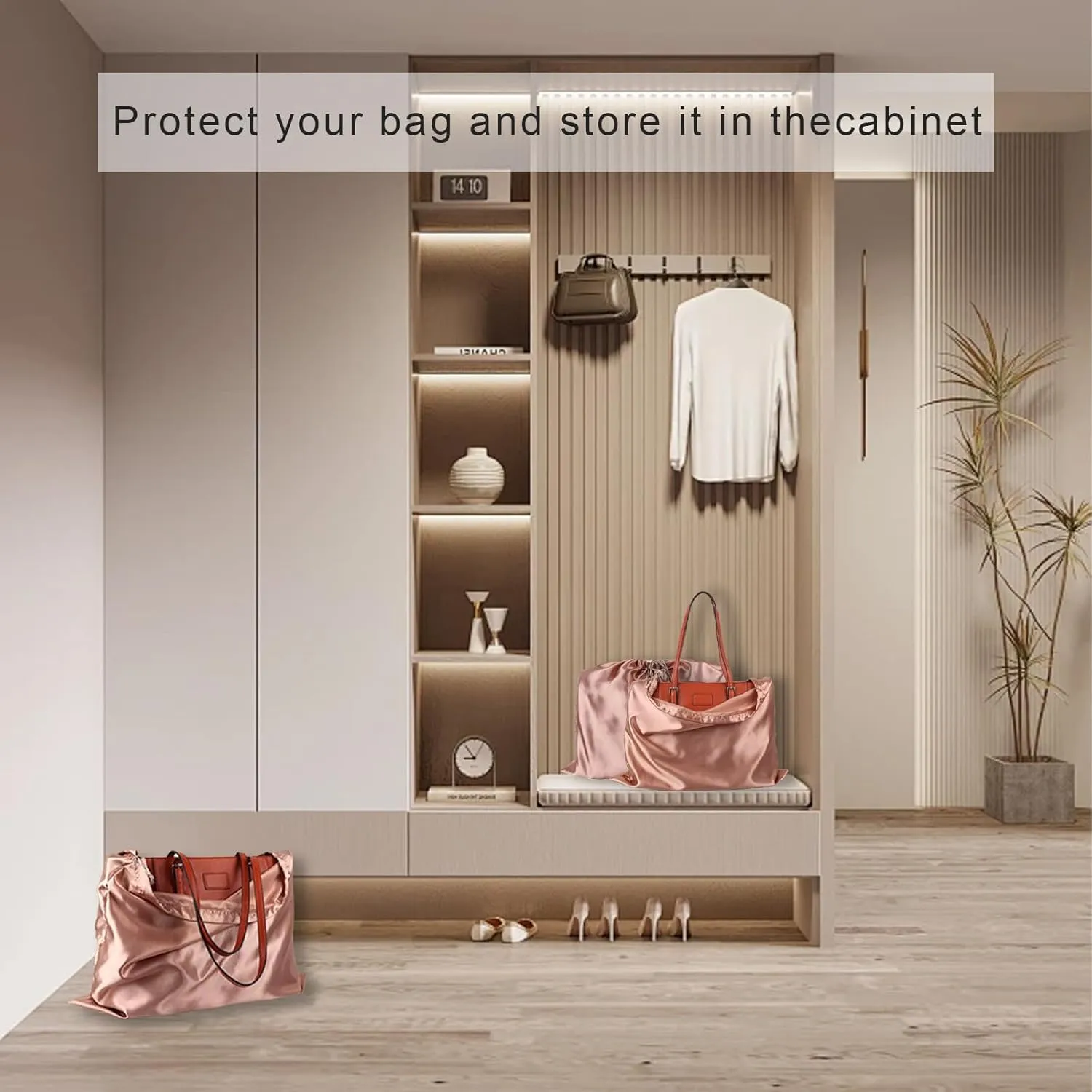 Lckaey handbags Dust Bags for Purse and shoes-travel or home storage-drawstring Purse dust bag organizer5 Pack Y1010brown-M