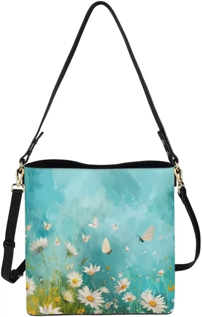 Leather Bucket Bags for Women Satchels Bucket Purse Large Tote Bags Commuting Crossbody Handbag Fashion Hobo Bags
