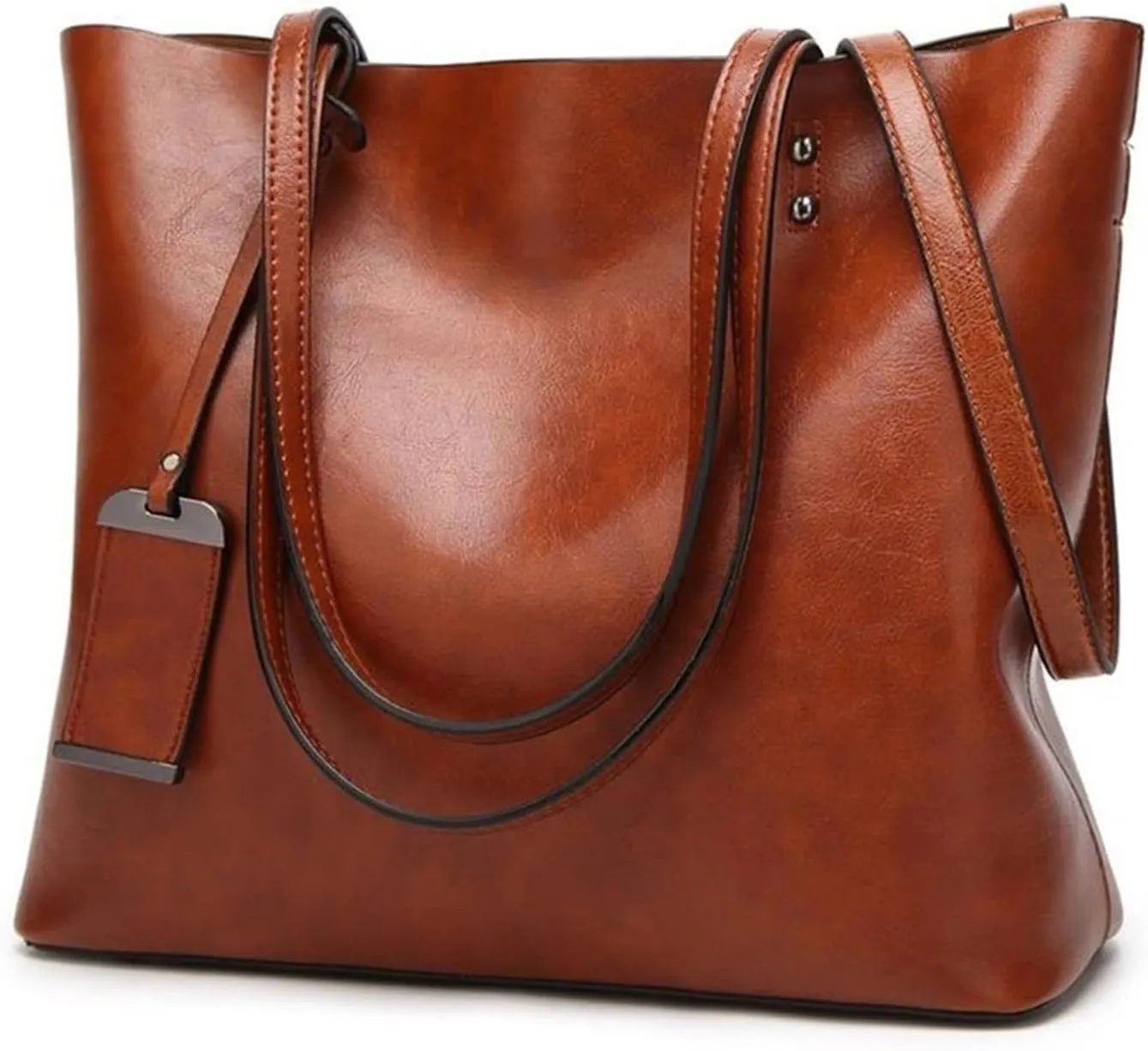 Leather Bucket Bags Simple Double Strap Womens Shoulder Bags For Women Messenger Bags Lady Shopping Tote Bag