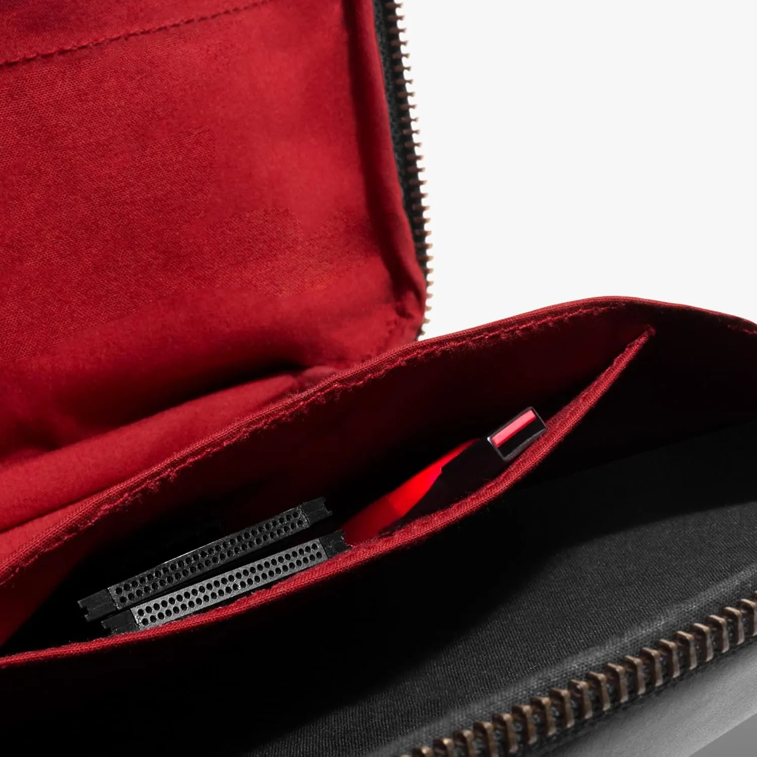 Leather Large Travel Digital Accessories Storage Bag, Portable Gadget Organizer Case, Zippered Tech Kit Organizer Pouch - Black