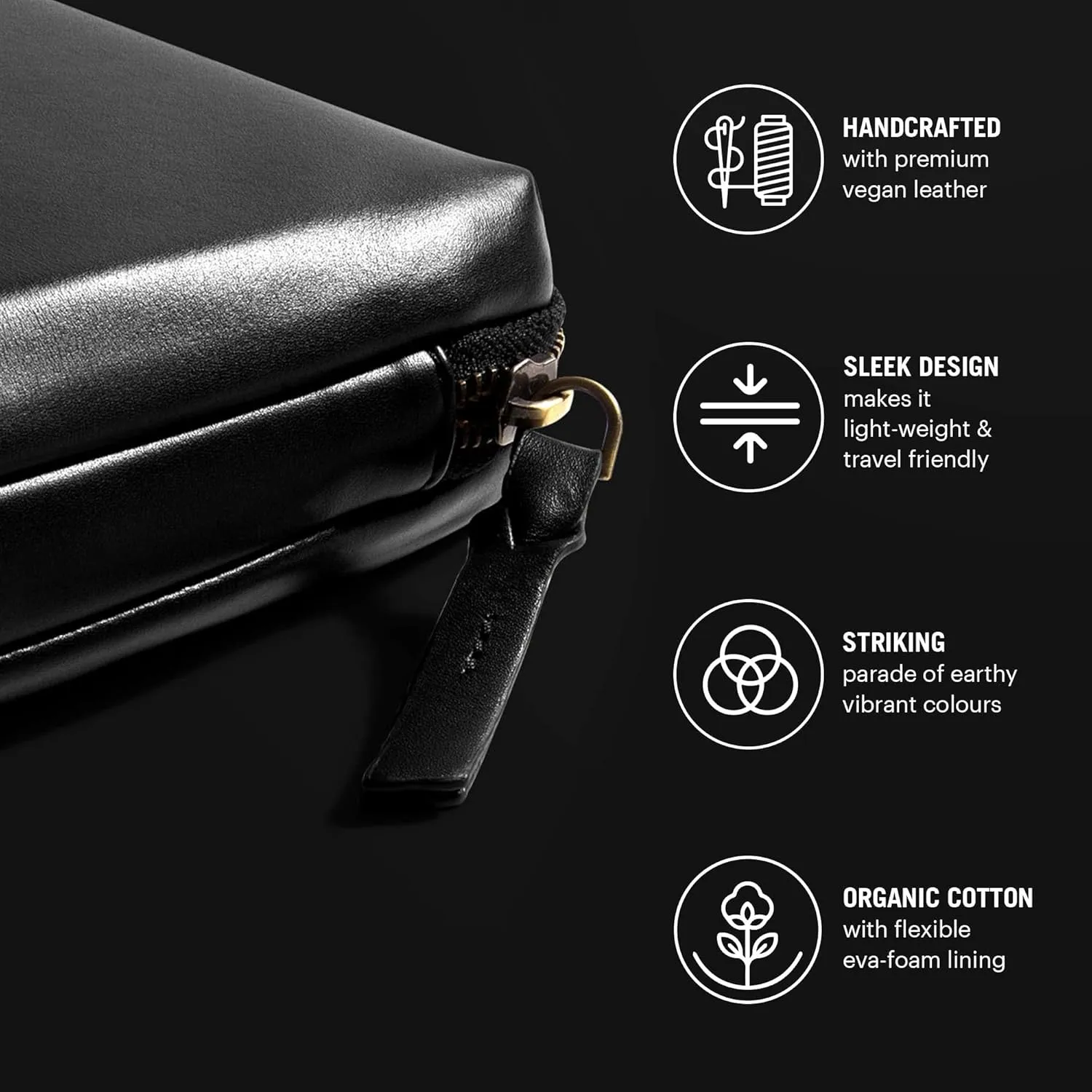 Leather Large Travel Digital Accessories Storage Bag, Portable Gadget Organizer Case, Zippered Tech Kit Organizer Pouch - Black