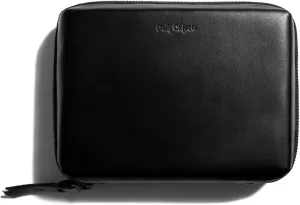 Leather Large Travel Digital Accessories Storage Bag, Portable Gadget Organizer Case, Zippered Tech Kit Organizer Pouch - Black