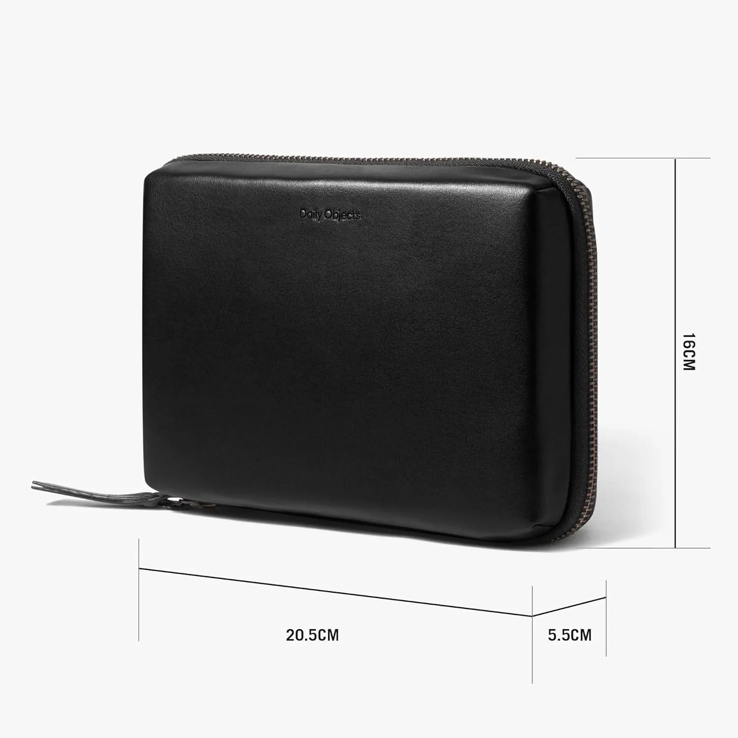 Leather Large Travel Digital Accessories Storage Bag, Portable Gadget Organizer Case, Zippered Tech Kit Organizer Pouch - Black