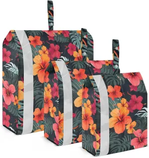 Leaves Hibiscus Flower Tropical Packing Cubes for Travel 3 Set Large Packing Cubes Luggage Accessories for Organization