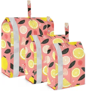 Lemon Leave Pink Packing Cubes for Travel 3 Set Compression Packing Cube Luggage Cubes for Travel Accessories