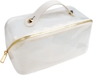 LETGO Clear Travel Bags for Toiletries, Transparent TSA Cosmetic Bag Lightweight PVC Clear Pouch with Zipper Handle Portable Travel Luggage Storage Bag for Women Girls (White)