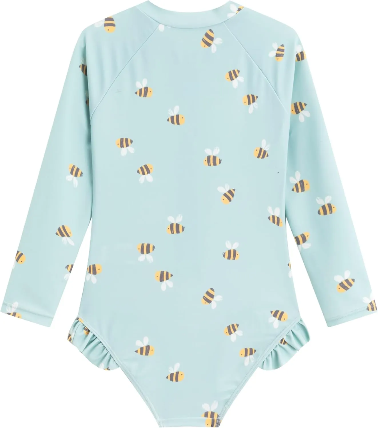 LIZENS Girls' One-Piece Swimwear Rash Guard Swimsuit Zipper Bathing Suits Long Sleeve Ruffle Girl Full Cover Flower Print