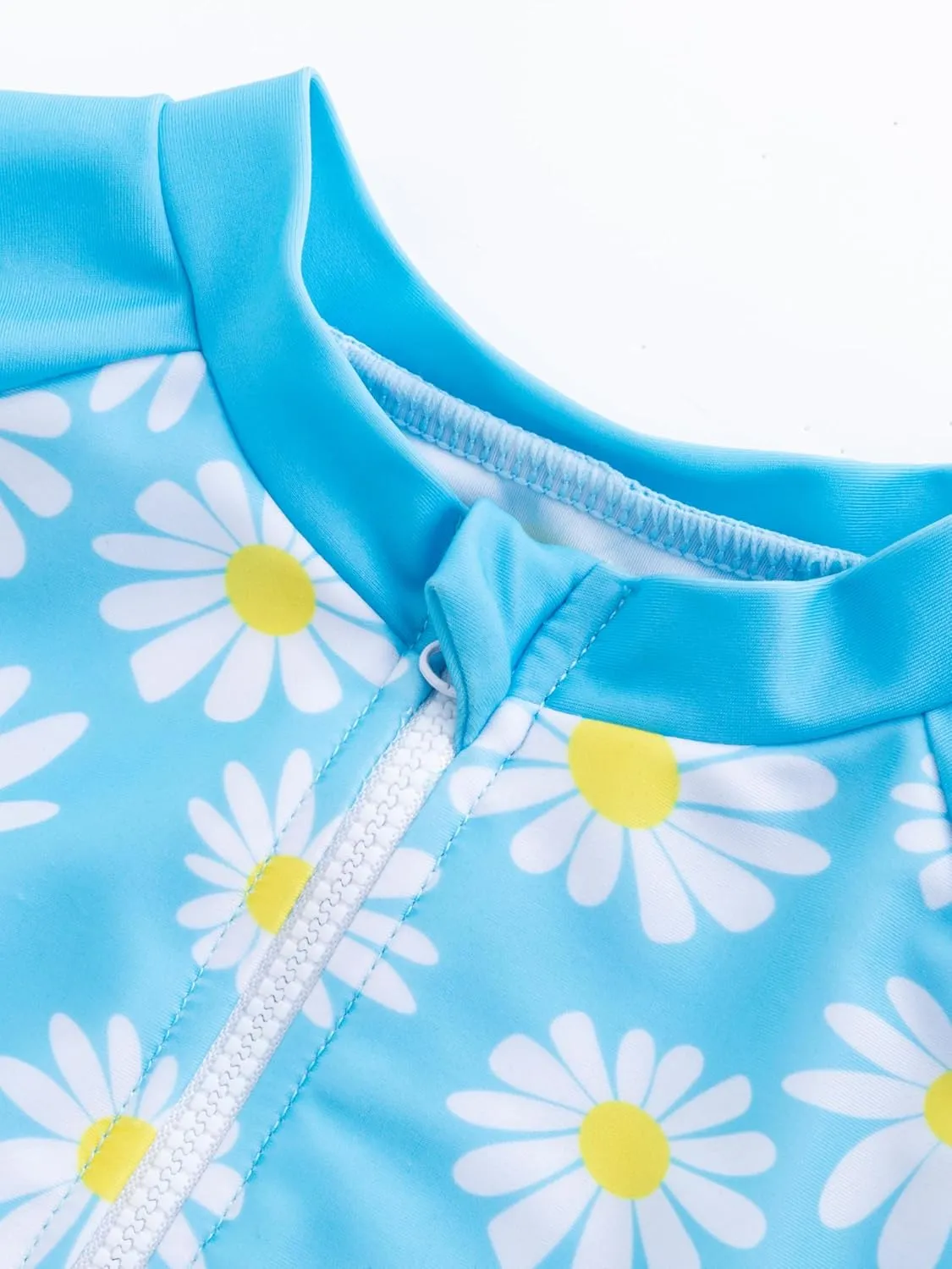 LIZENS Girls' One-Piece Swimwear Rash Guard Swimsuit Zipper Bathing Suits Long Sleeve Ruffle Girl Full Cover Flower Print