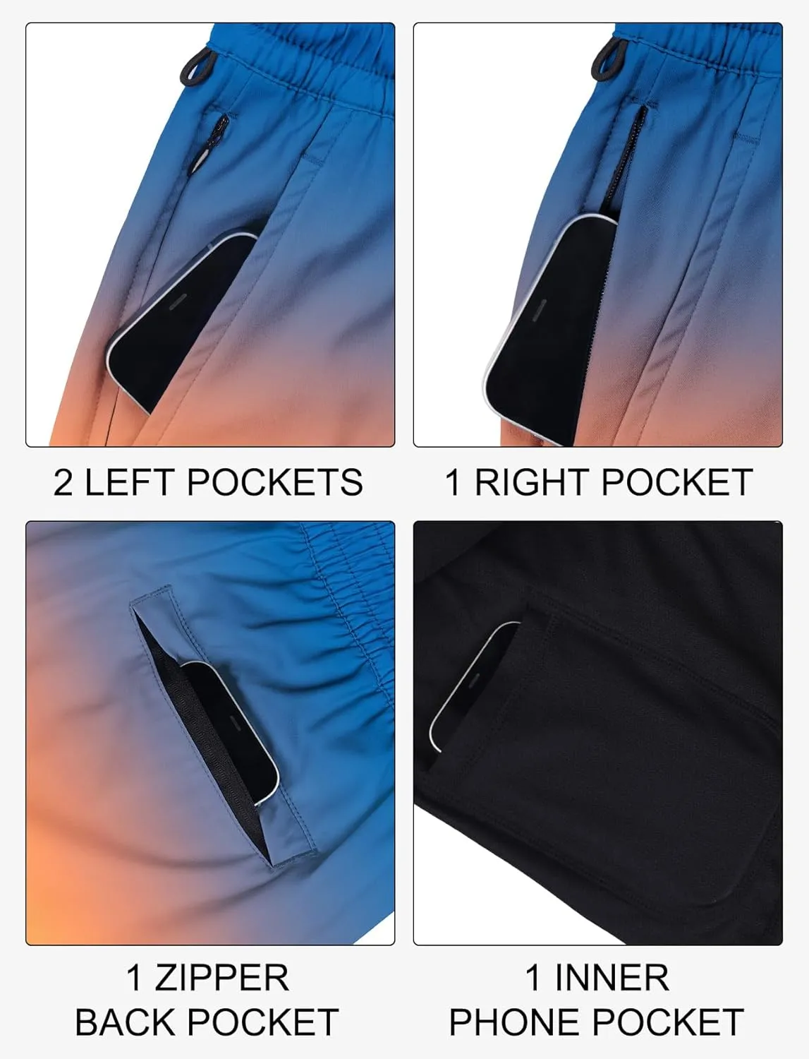 Lzzidou Men Swim Trunks with Compresssion Liner 7 Inch Inseam Board Shorts Bathing Suit with Zipper Pockets