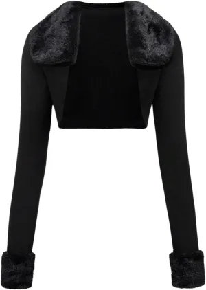 MakeMeChic Women's Cheetah Print Tops Y2K Cardigan Fuzzy Shrugs Open Front Long Sleeve Crop Tops