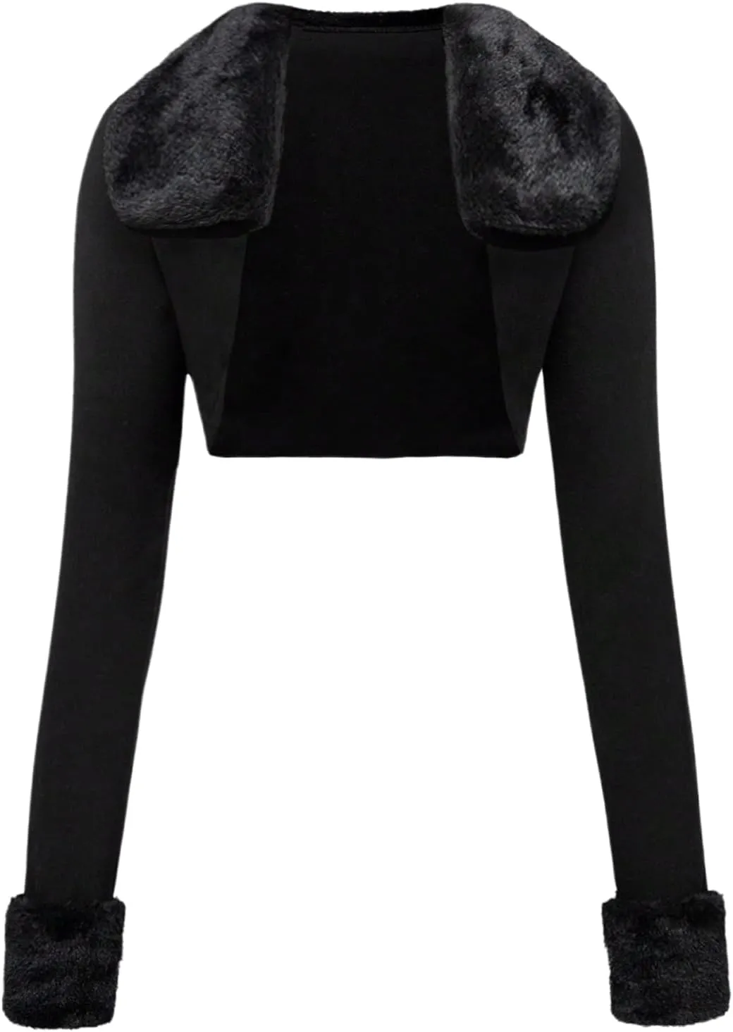 MakeMeChic Women's Cheetah Print Tops Y2K Cardigan Fuzzy Shrugs Open Front Long Sleeve Crop Tops
