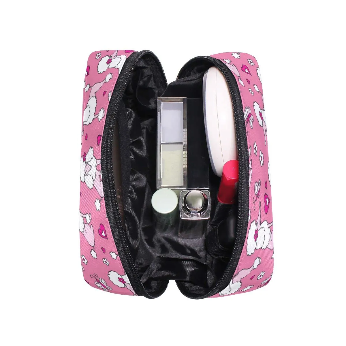 Makeup Bag Portable Travel Cosmetic Pink Poodle Toiletry Bag Organizer Accessories Case Tools Case for Beauty Women