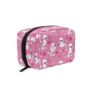 Makeup Bag Portable Travel Cosmetic Pink Poodle Toiletry Bag Organizer Accessories Case Tools Case for Beauty Women