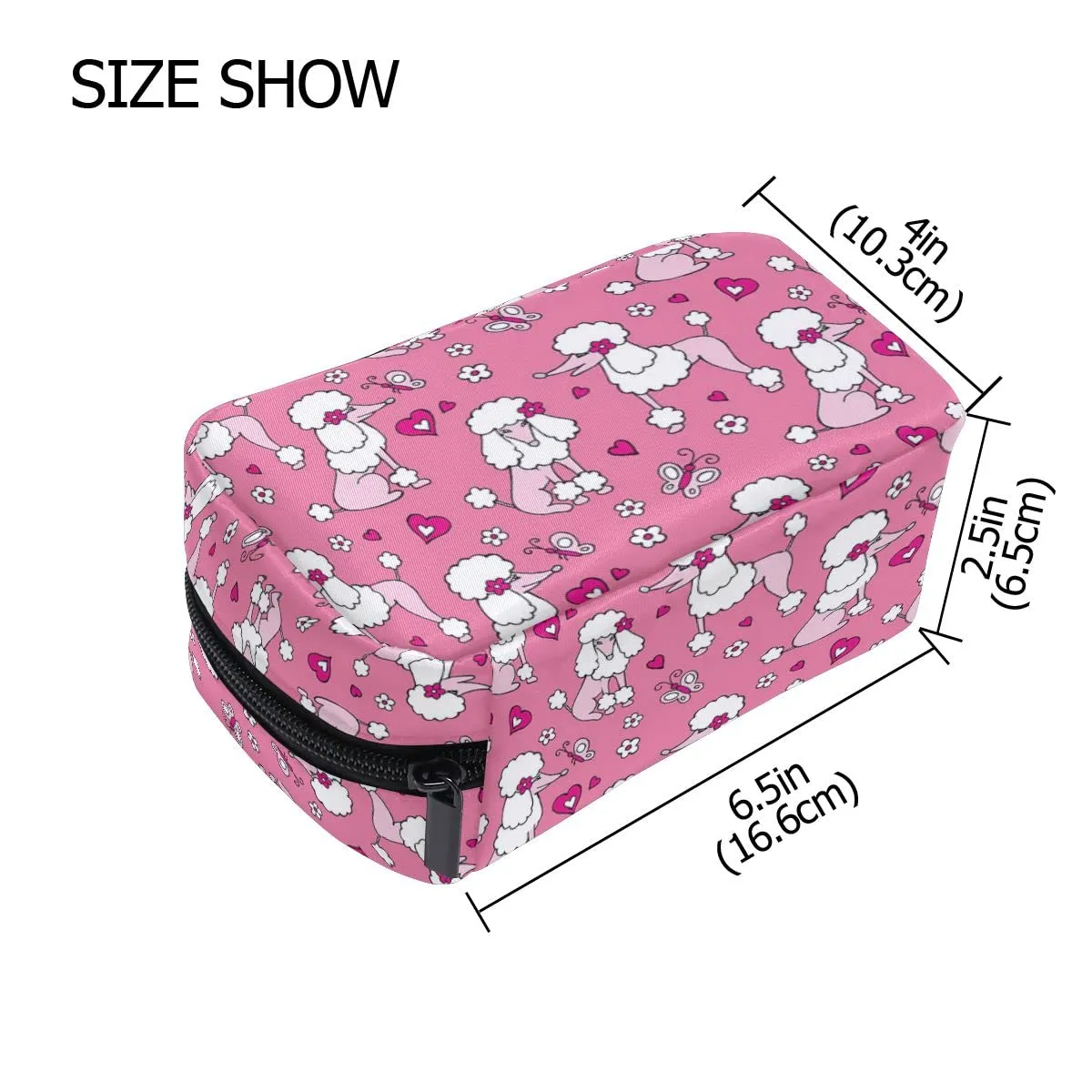 Makeup Bag Portable Travel Cosmetic Pink Poodle Toiletry Bag Organizer Accessories Case Tools Case for Beauty Women