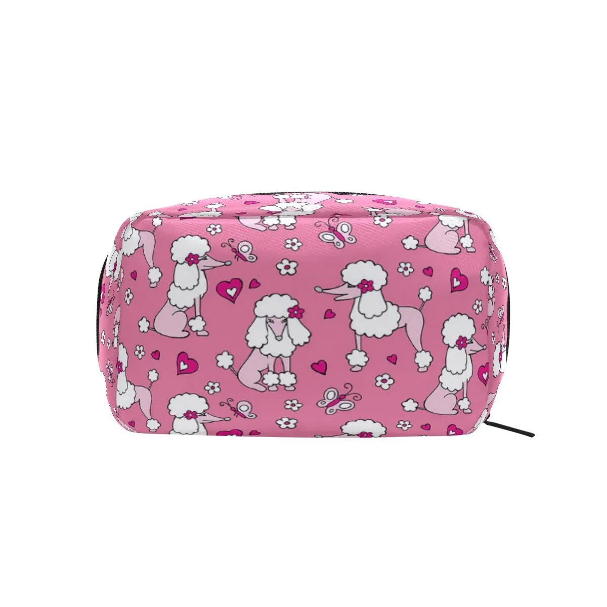 Makeup Bag Portable Travel Cosmetic Pink Poodle Toiletry Bag Organizer Accessories Case Tools Case for Beauty Women
