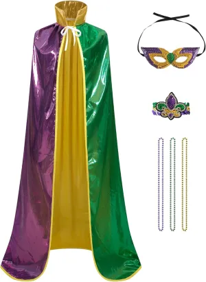 Mardi Gras Cape Cape Cloak for Women and Men,Mardi Gras Costume Accessories Adult,Halloween Cotstume