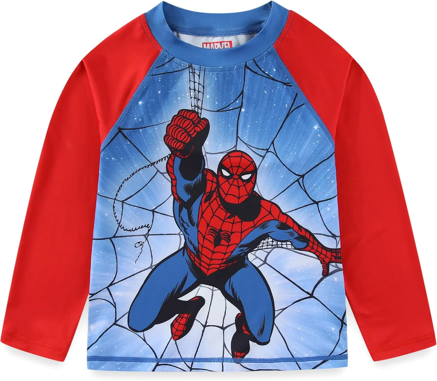 Marvel Spider-Man Boys UPF 50  Rash Guard and Swim Trunks for Toddler and Big Kids