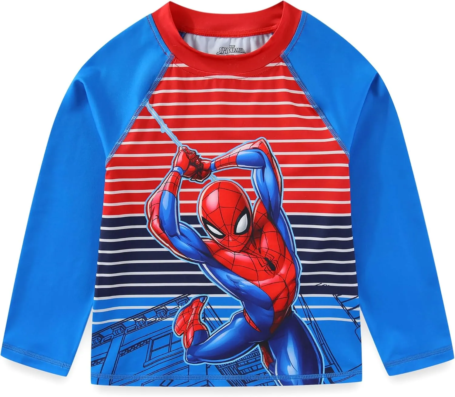 Marvel Spider-Man Boys UPF 50  Rash Guard and Swim Trunks for Toddler and Big Kids