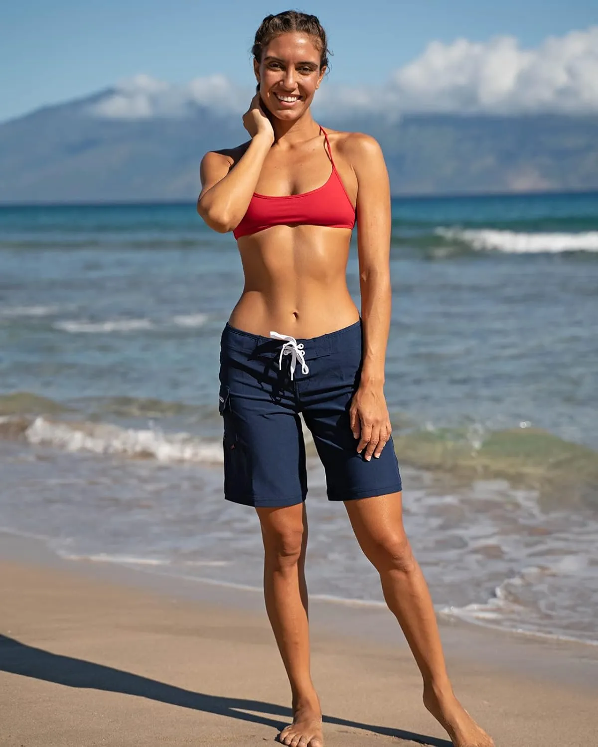 Maui Rippers Womens 9" 4-Way Stretch Swim Shorts Boardshorts