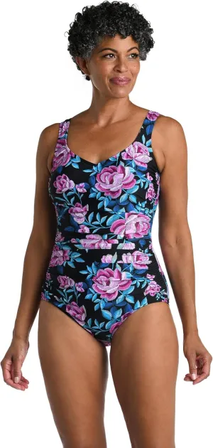 Maxine Of Hollywood Women's Side Shirred Girl Leg One Piece Swimsuit
