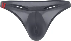 Men's Low Rise T Back Ice Silk Thong Bulge Pouch Breathable Elastic Bikini Underwear Sexy G String U Convex Briefs