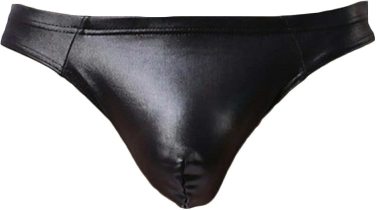 Men's Sexy Patent Leather Convex Underwear Low-Waist Body-Shaping Boxer Briefs Knitted Nylon Underpants