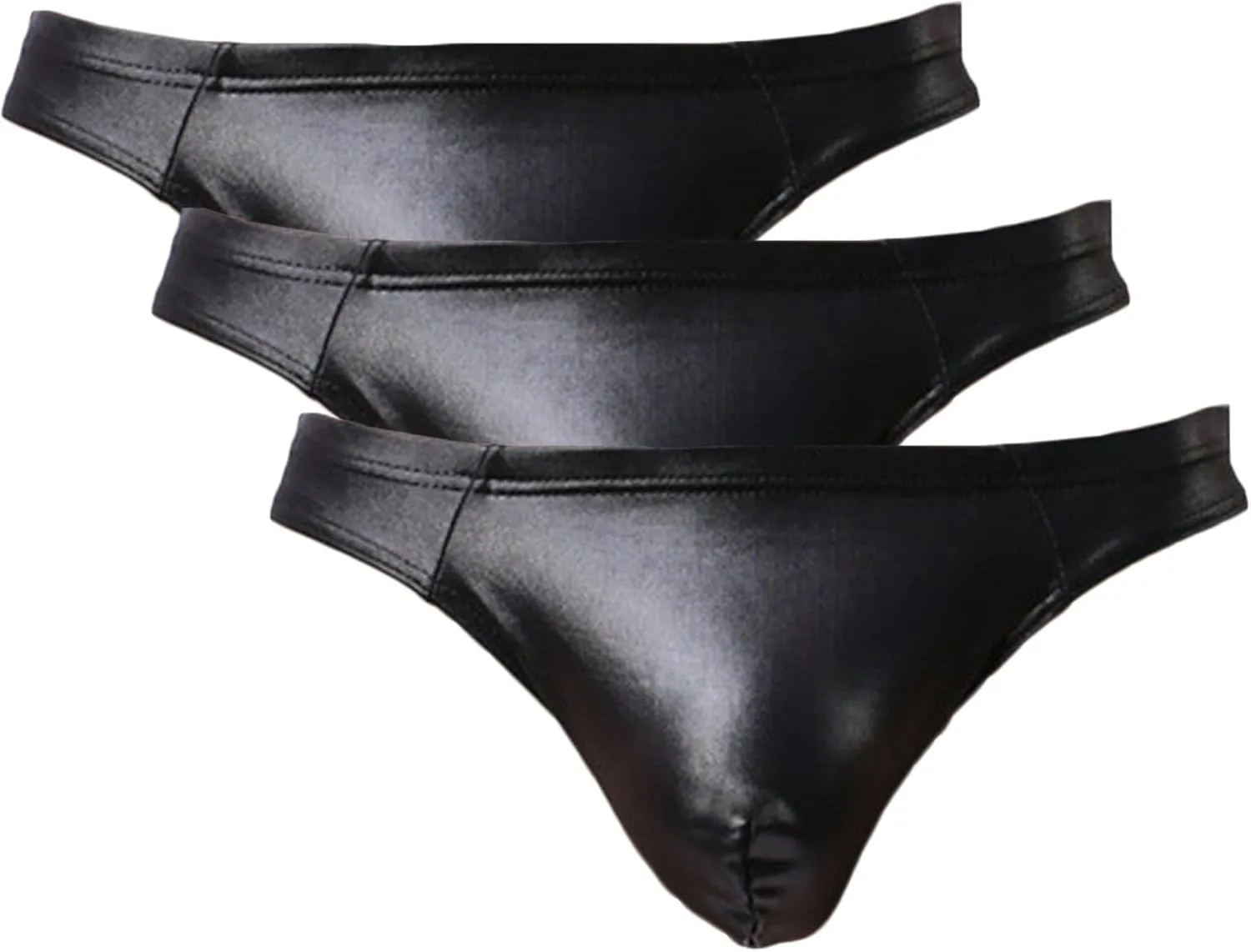 Men's Sexy Patent Leather Convex Underwear Low-Waist Body-Shaping Boxer Briefs Knitted Nylon Underpants