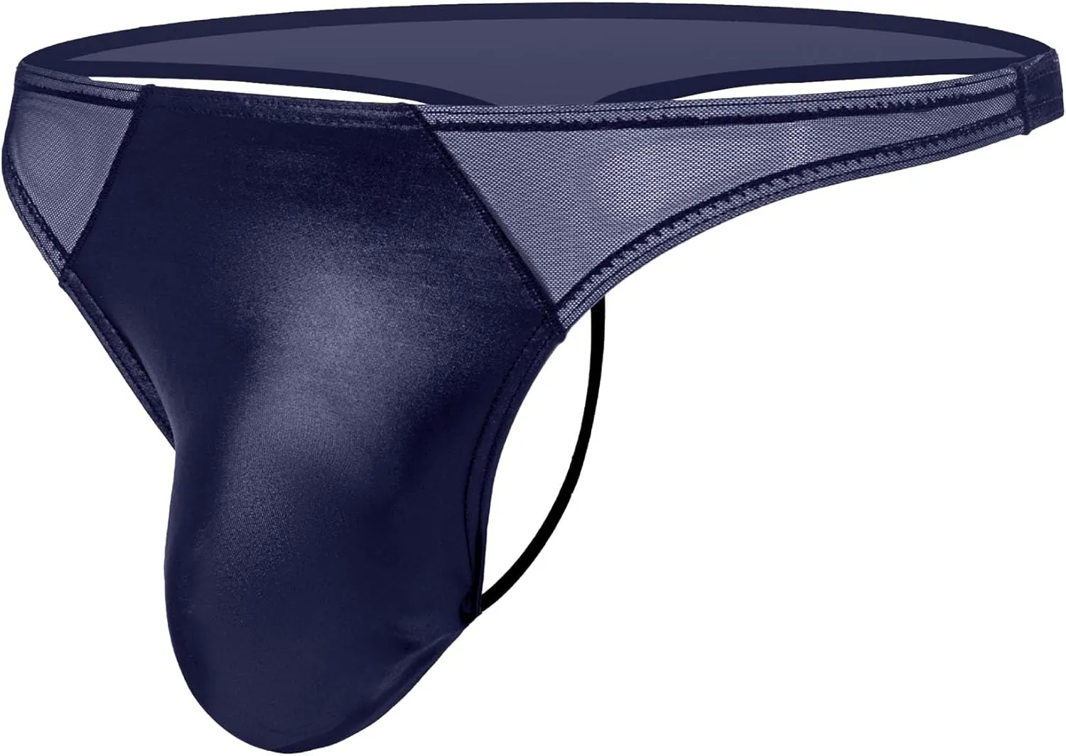 Men's Sexy Patent Leather T-Underwear Transparent Mesh U Convex Underpants Low Waist Buttocks Boxer Briefs