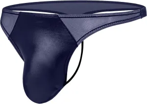Men's Sexy Patent Leather T-Underwear Transparent Mesh U Convex Underpants Low Waist Buttocks Boxer Briefs