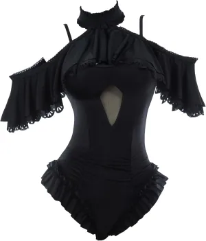 MEOWCOS Goth Swimsuit Star Vintage Victorian Bathing Suit Dark Style Retro Gothic Swimsuit