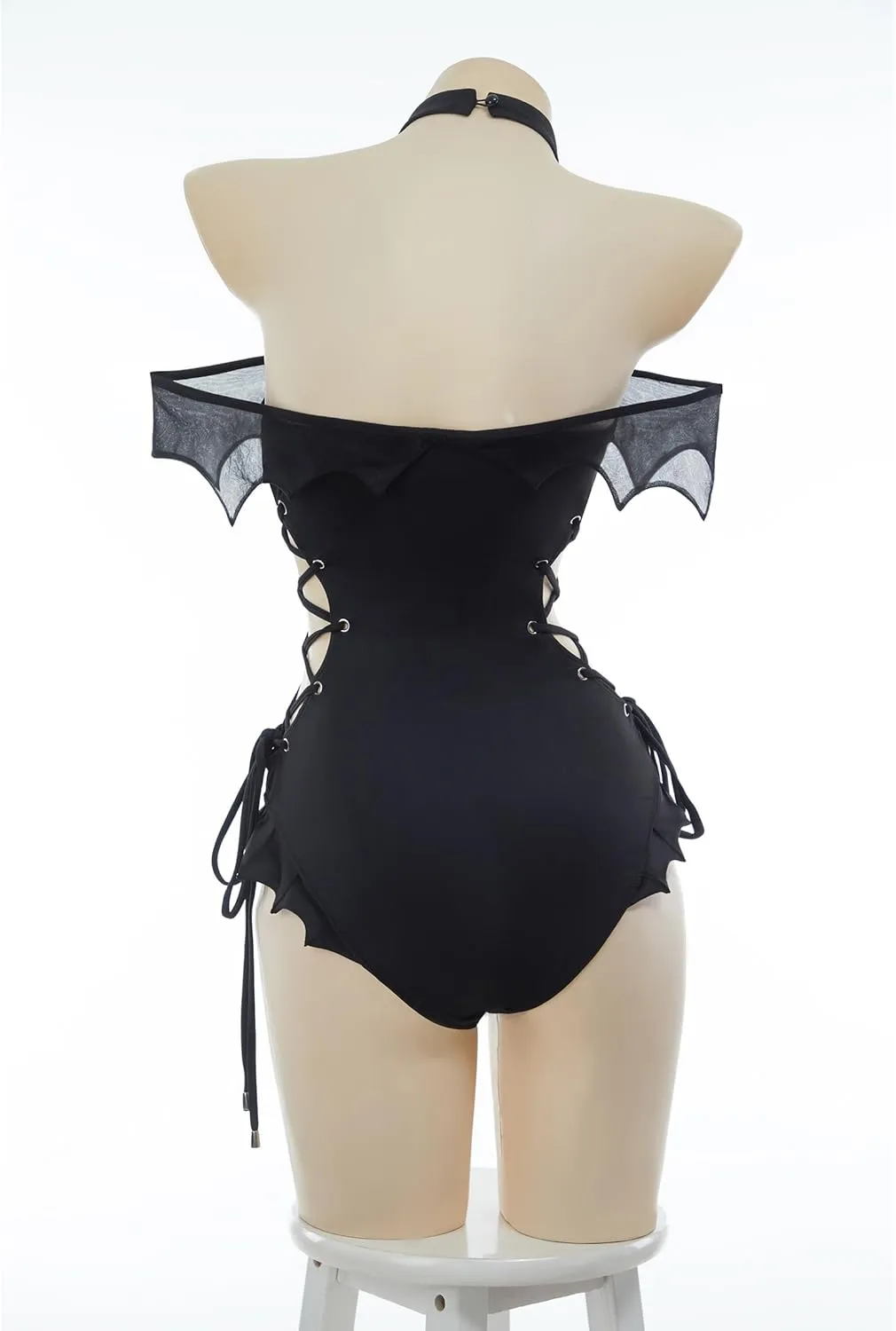 MEOWCOS Gothic Swimsuit for Women Vintage Bat Design Goth Swimsuit Bathing Suit Retro Dark Swimwear
