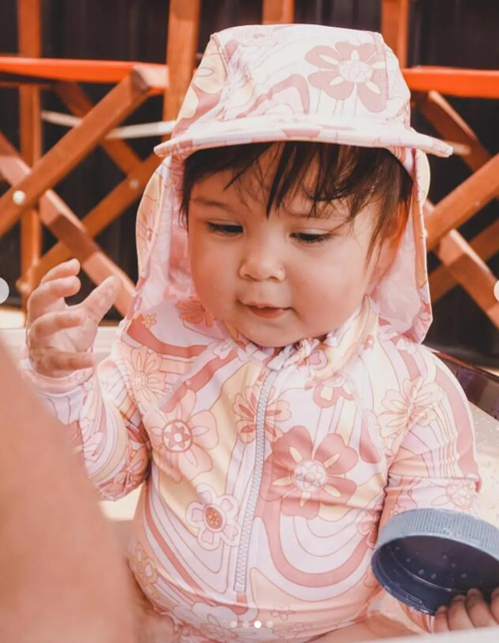 MERSARIPHY Baby Girl One-Piece Swimsuit Rash Guard Toddler Infant Zipper Long Sleeve Swimwear Hat Bathing Suit Swimwear
