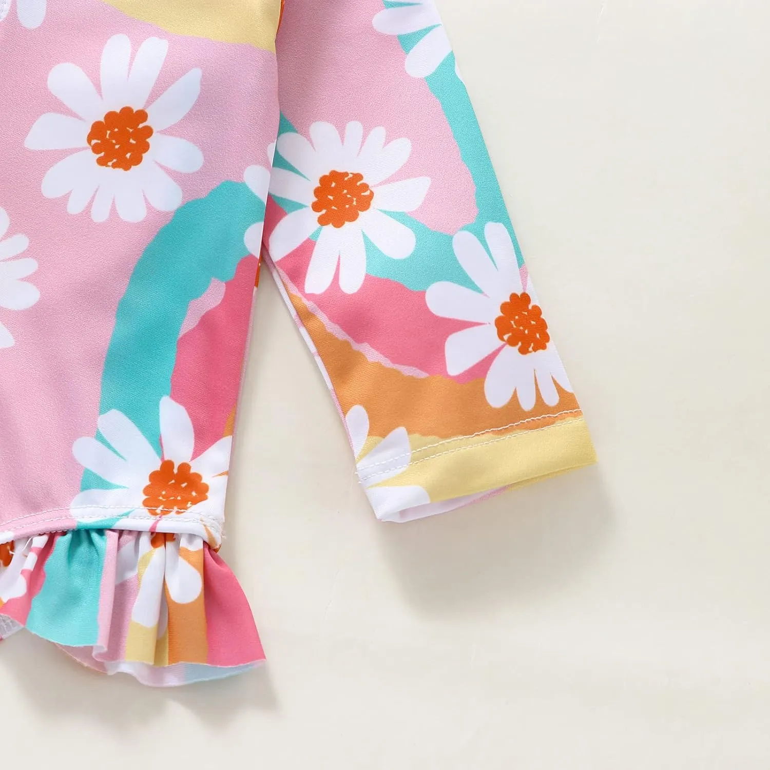 MERSARIPHY Baby Girl One-Piece Swimsuit Rash Guard Toddler Infant Zipper Long Sleeve Swimwear Hat Bathing Suit Swimwear