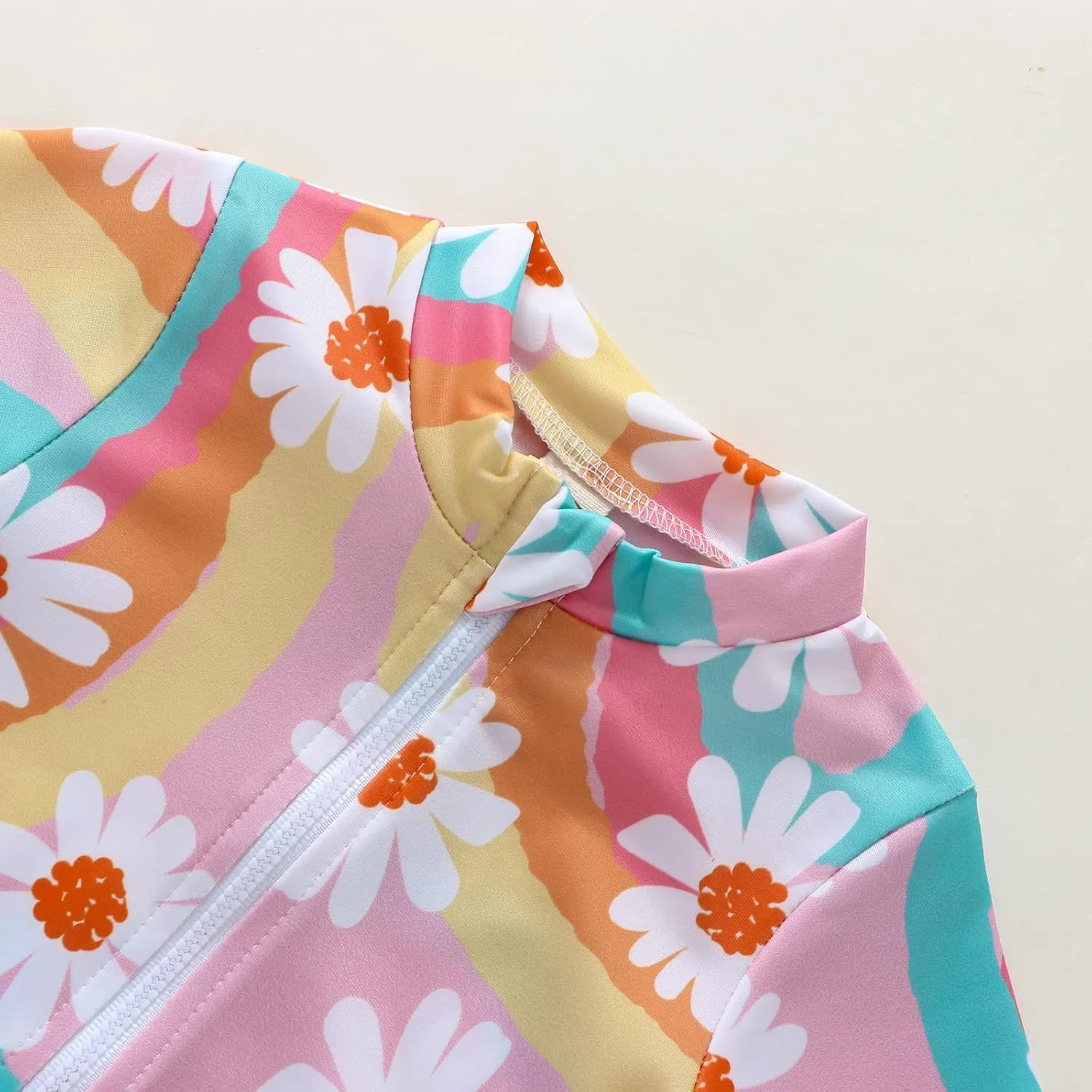 MERSARIPHY Baby Girl One-Piece Swimsuit Rash Guard Toddler Infant Zipper Long Sleeve Swimwear Hat Bathing Suit Swimwear