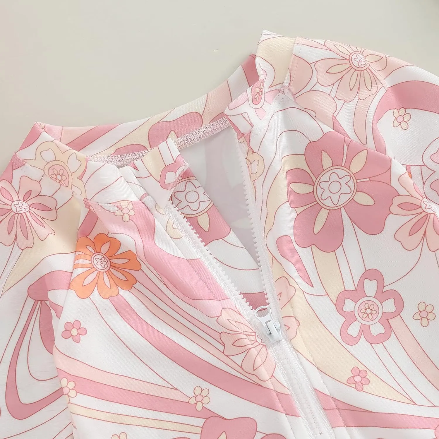 MERSARIPHY Baby Girl One-Piece Swimsuit Rash Guard Toddler Infant Zipper Long Sleeve Swimwear Hat Bathing Suit Swimwear