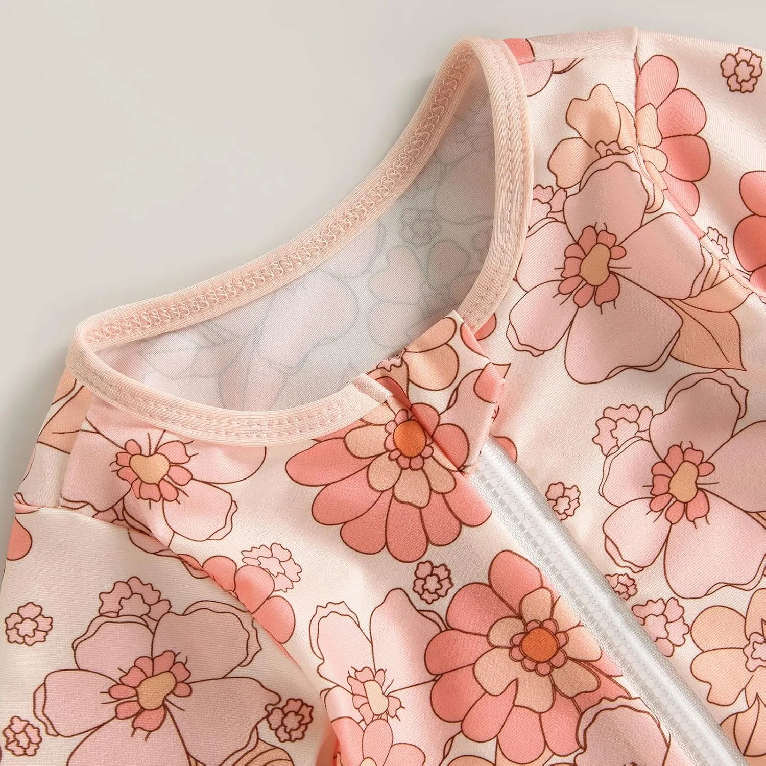 MERSARIPHY Baby Girl One-Piece Swimsuit Rash Guard Toddler Infant Zipper Long Sleeve Swimwear Hat Bathing Suit Swimwear