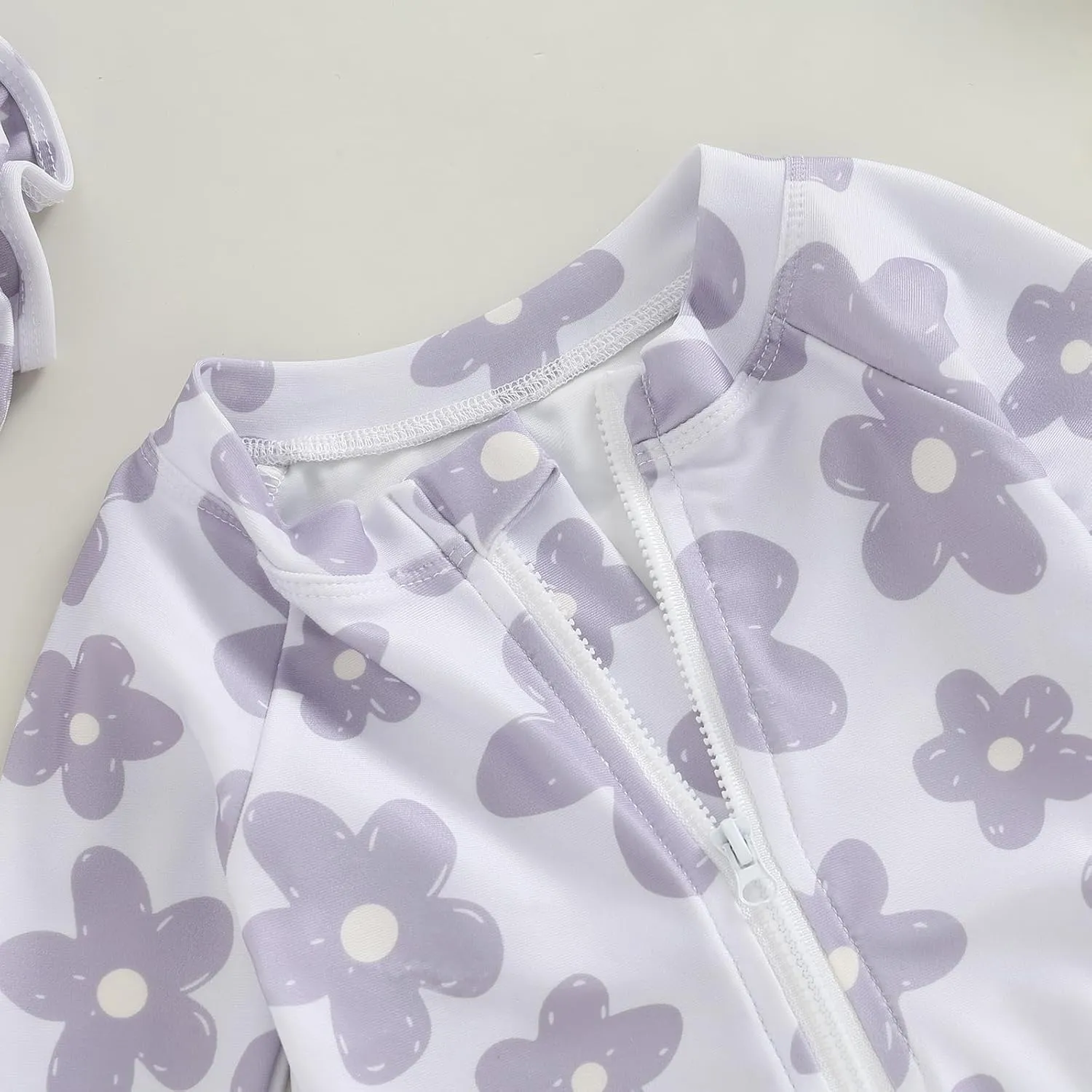 MERSARIPHY Baby Girl One-Piece Swimsuit Rash Guard Toddler Infant Zipper Long Sleeve Swimwear Hat Bathing Suit Swimwear
