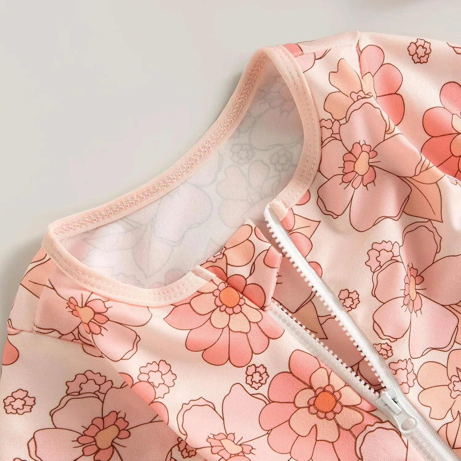 MERSARIPHY Baby Girl One-Piece Swimsuit Rash Guard Toddler Infant Zipper Long Sleeve Swimwear Hat Bathing Suit Swimwear