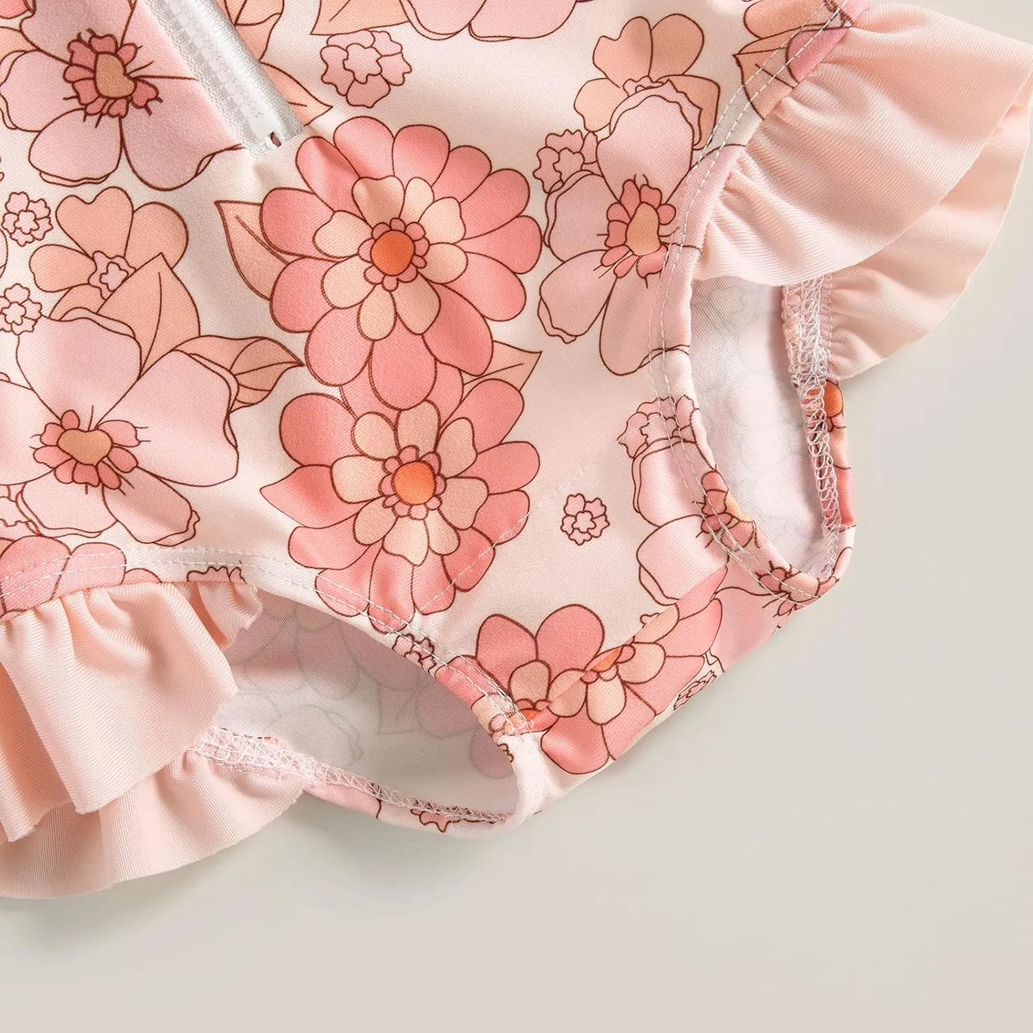 MERSARIPHY Baby Girl One-Piece Swimsuit Rash Guard Toddler Infant Zipper Long Sleeve Swimwear Hat Bathing Suit Swimwear
