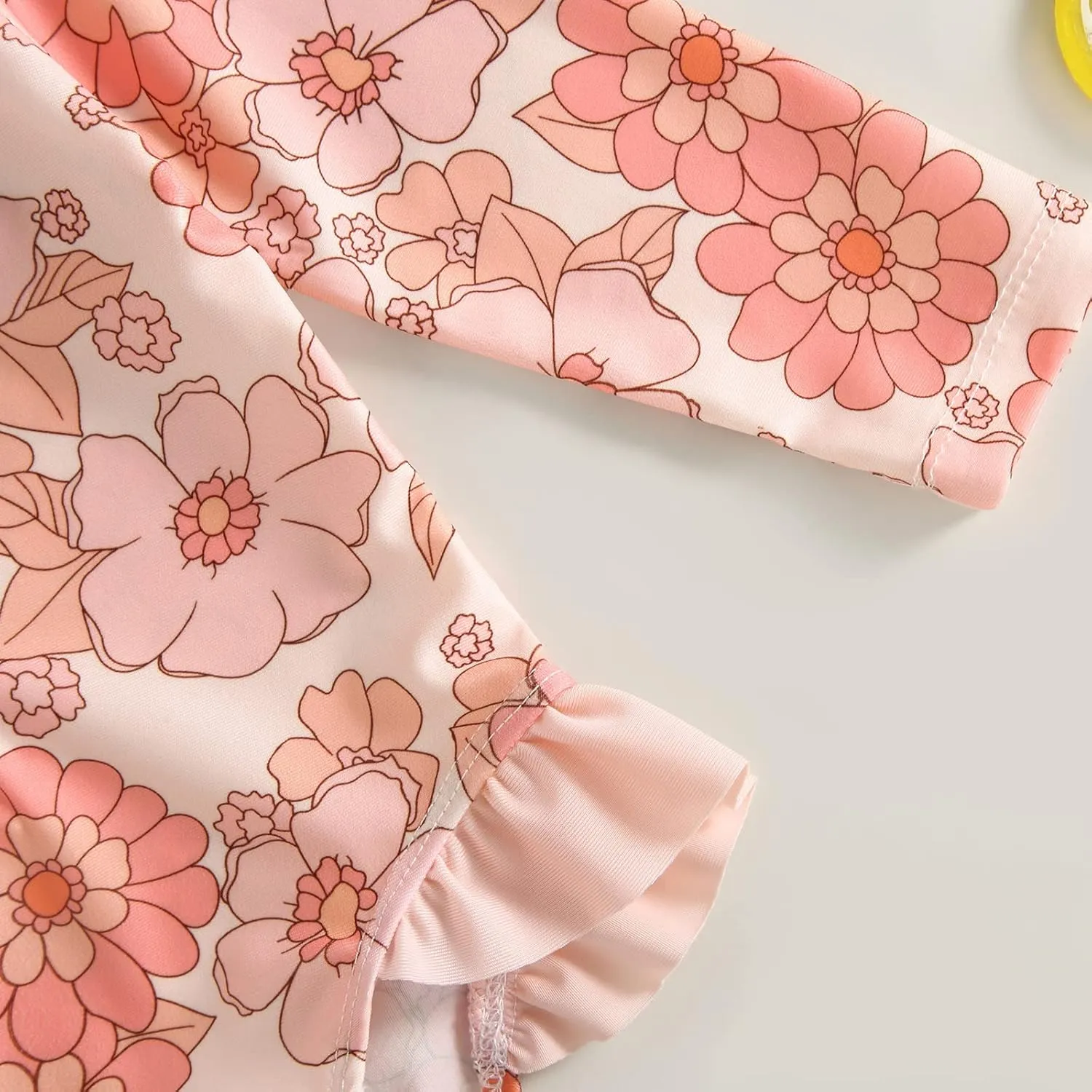 MERSARIPHY Baby Girl One-Piece Swimsuit Rash Guard Toddler Infant Zipper Long Sleeve Swimwear Hat Bathing Suit Swimwear