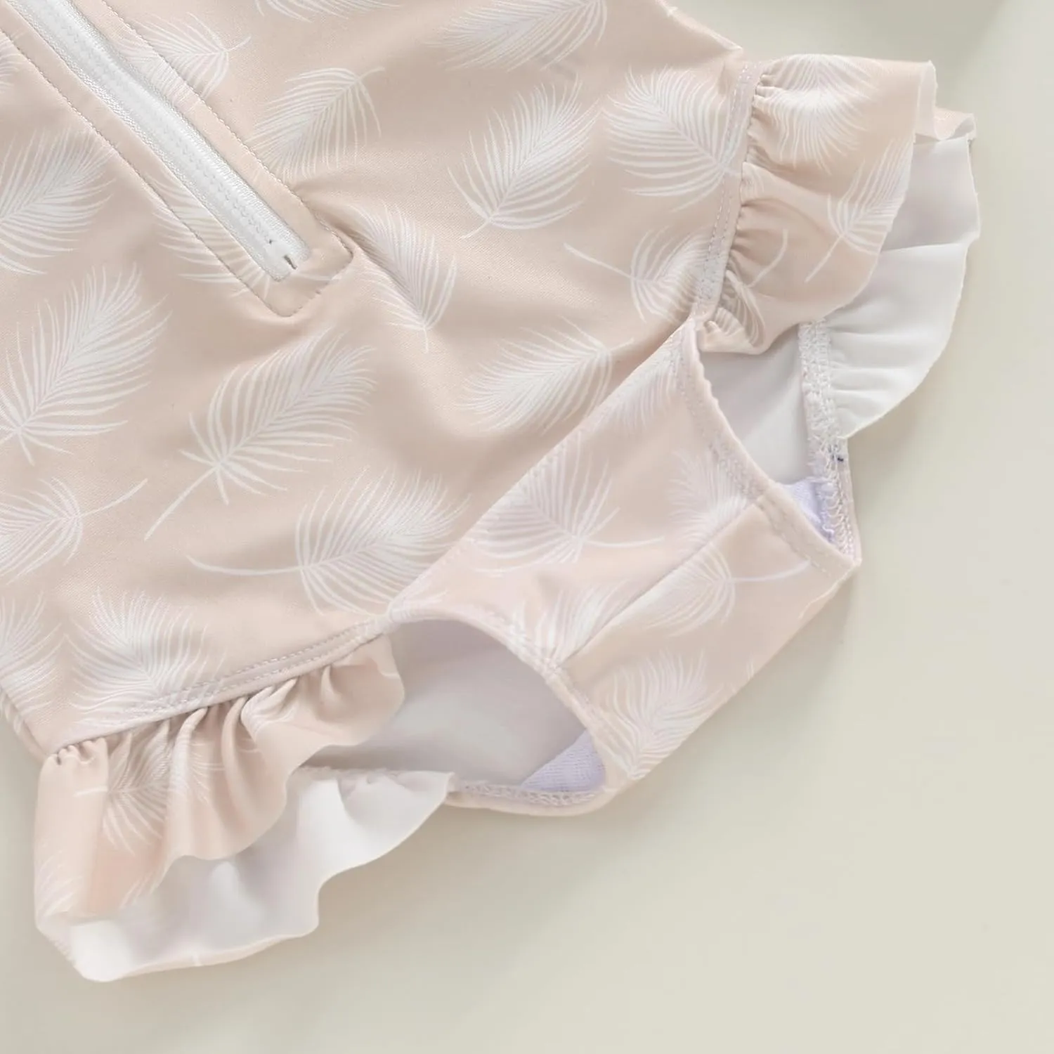 MERSARIPHY Baby Girl One-Piece Swimsuit Rash Guard Toddler Infant Zipper Long Sleeve Swimwear Hat Bathing Suit Swimwear