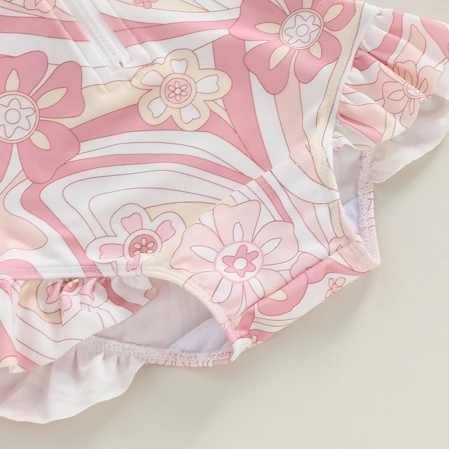 MERSARIPHY Baby Girl One-Piece Swimsuit Rash Guard Toddler Infant Zipper Long Sleeve Swimwear Hat Bathing Suit Swimwear