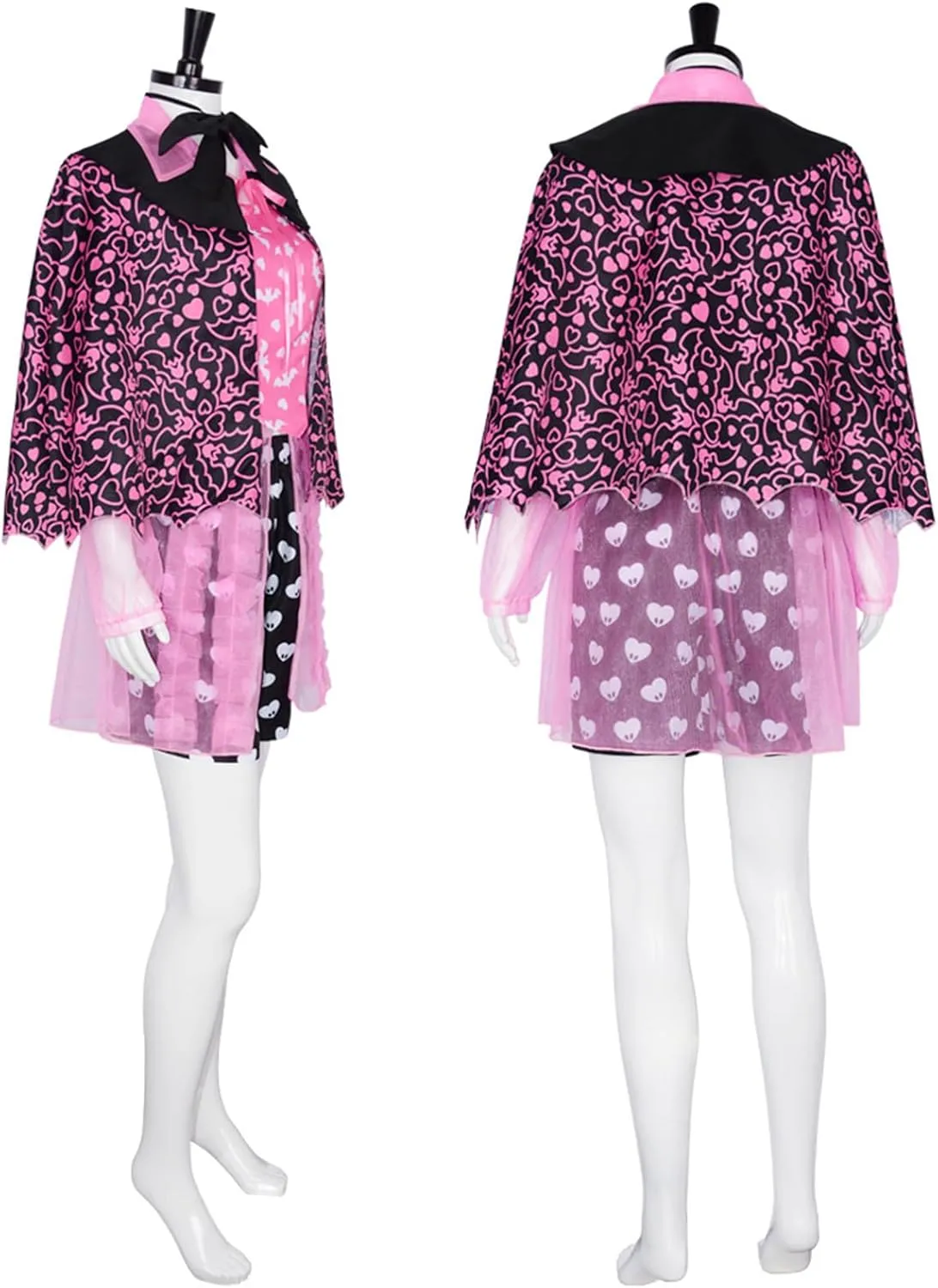 MIAOCOS High School Draculaura Cosplay Costume Shirt Pants Cloak Accessories Full Set Halloween Party Role Play