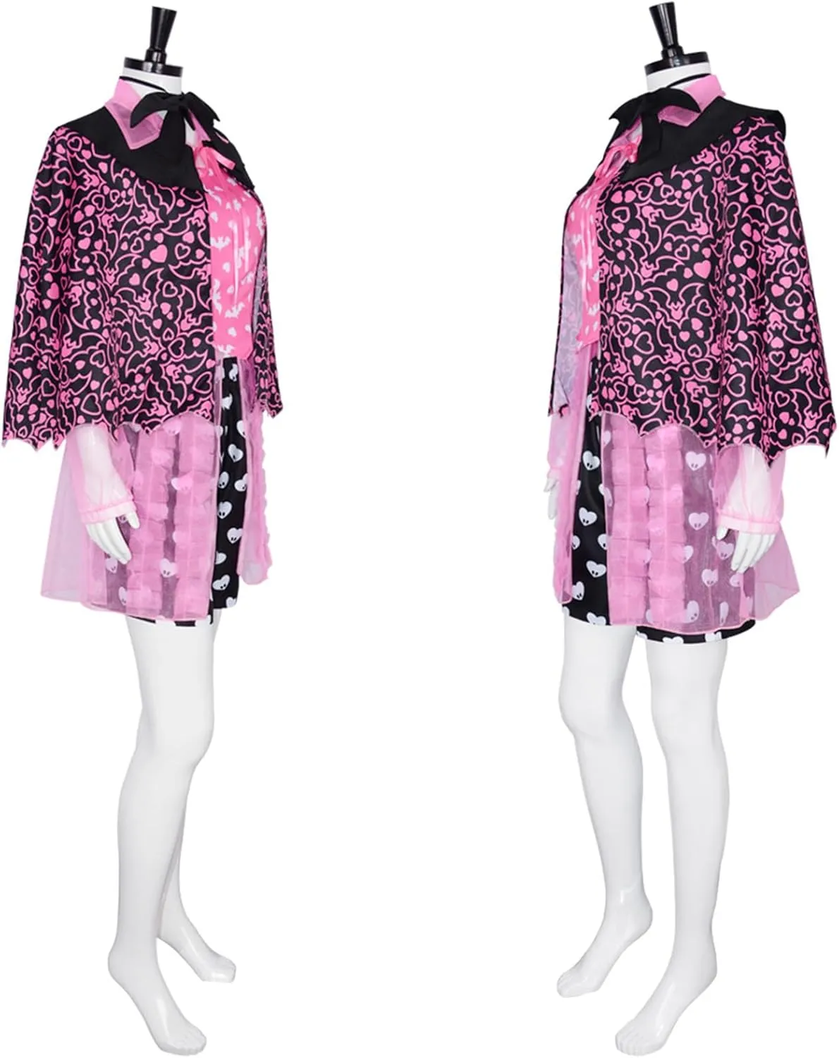 MIAOCOS High School Draculaura Cosplay Costume Shirt Pants Cloak Accessories Full Set Halloween Party Role Play