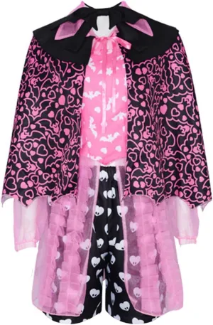 MIAOCOS High School Draculaura Cosplay Costume Shirt Pants Cloak Accessories Full Set Halloween Party Role Play