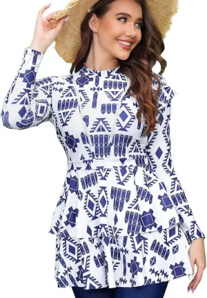 Modest Muslim Swimwear Full Coverage Islamic Burkini Set Long Sleeve Swimsuits with Hijab and Pants for Women