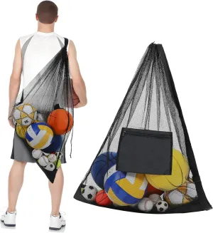 Multi-purpose Sports Bag Large Capacity Mesh Bag for Equipment Shoulder Belt and Drawstring Closure